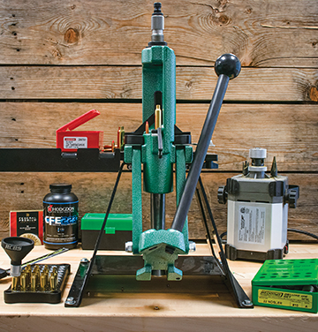Reloading the 22 Nosler is simple and straightforward, most loads tested were  loaded on this RCBS Rock Chucker IV press.
